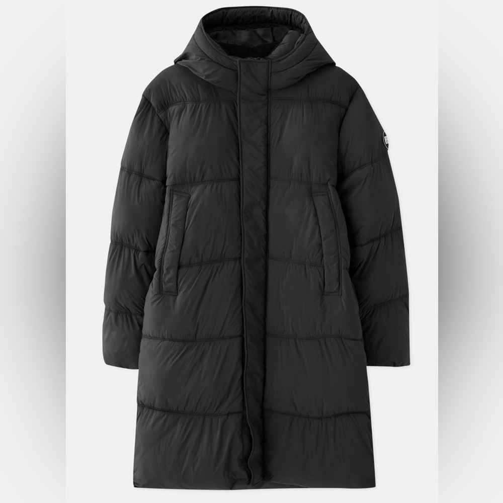 Pull & Bear Long Sleeve Puffer With Hood Black Size Small